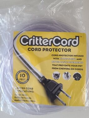 Pet Cord Protector 10 ft Clear Critter Cord Chew Deterrent (A1)